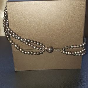 Pearl triple strand choker necklace